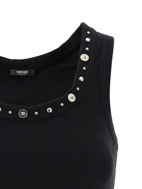 Versace Medusa-plaque studded tank top - Black