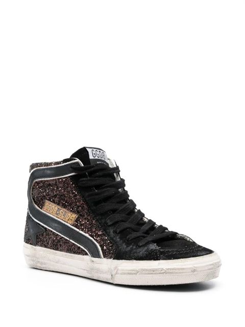 Golden Goose Slide glitter high-top sneakers - Black