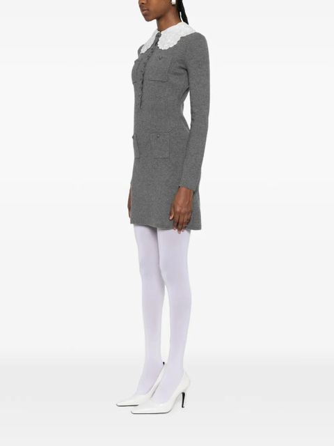 Self-Portrait long-sleeve mini dress - Grey