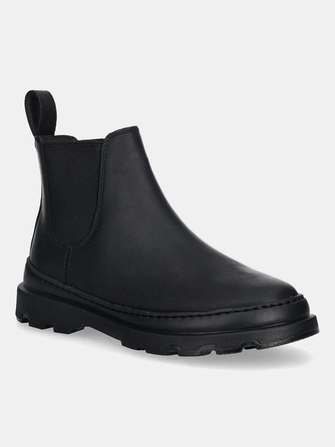 Camper sztyblety skórzane Brutus+ damskie kolor czarny na płaskim obcasie K400818-001