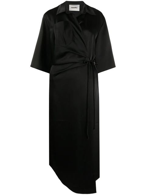 Nanushka satin wrap dress - Black - zdjęcie produktu nr 1