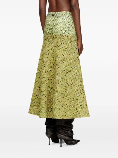 Diesel tweed-textured flared midi skirt - Green
