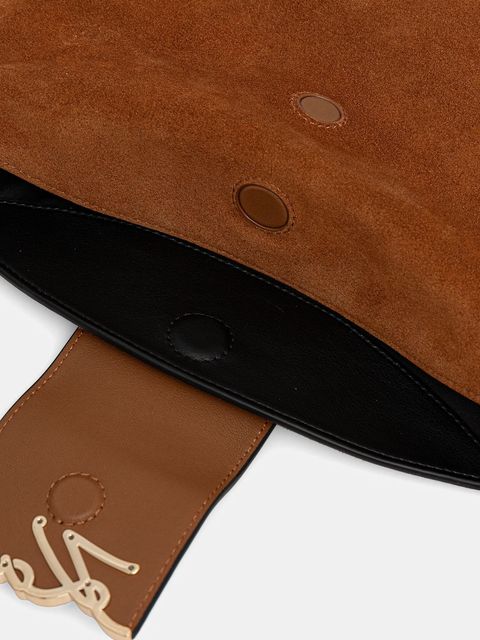 Karl Lagerfeld torebka zamszowa K/SIGNATURE kolor brązowy B1W30196