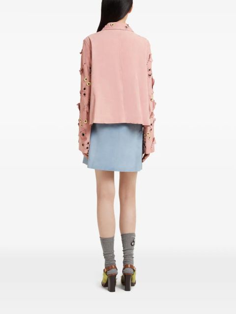 Marni flower-appliqué studded jacket - Pink