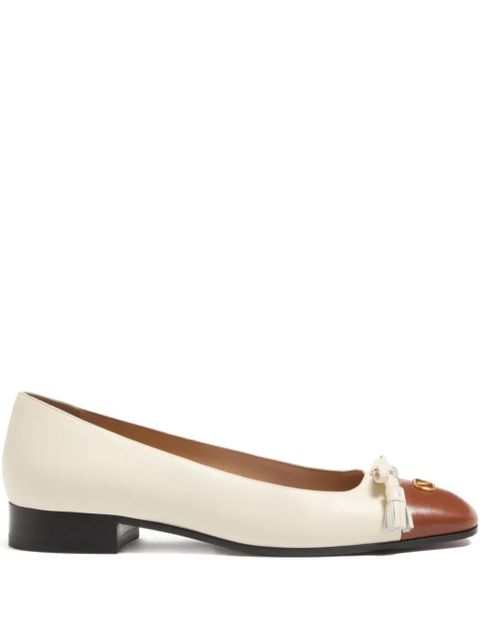Valentino Garavani tassel-embellished leather ballet flats - Neutrals - zdjęcie produktu nr 1