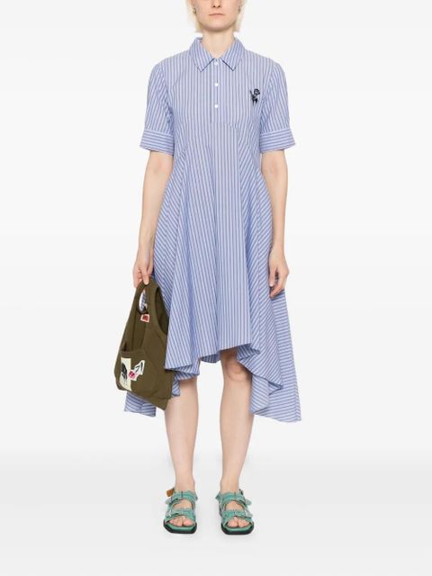 Marni tulip-embroidered striped dress - Blue