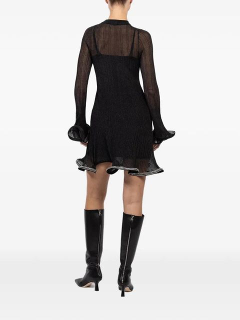 Simkhai ruffled long-sleeve mini dress - Black