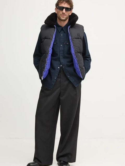 A.P.C. bezrękawnik dwustronny doudoune teddy kolor niebieski zimowy PAAFW.M30201