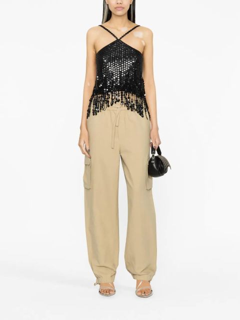 The Attico layered sequin-embellished top - Black