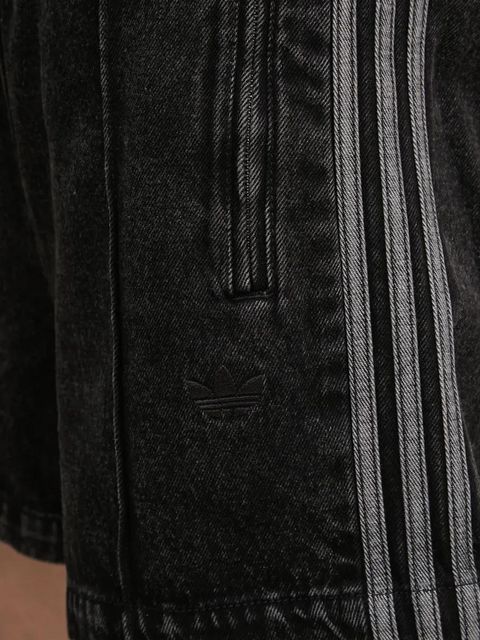 adidas Originals szorty jeansowe Firebird damskie kolor czarny z aplikacją high waist JD3107