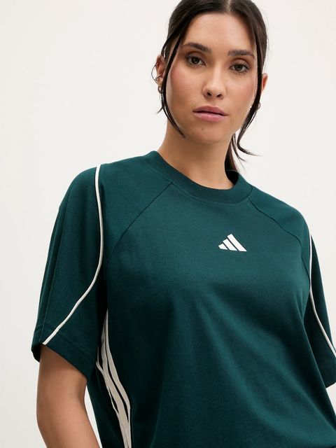 adidas t-shirt bawełniany Stadium damski kolor zielony JW0449