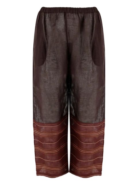 Tory Burch elasticated-waistband striped trousers - Brown - zdjęcie produktu nr 1