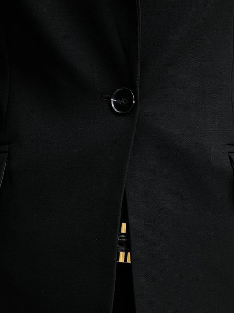 Answear.LAB marynarka kolor czarny jednorzędowa gładka