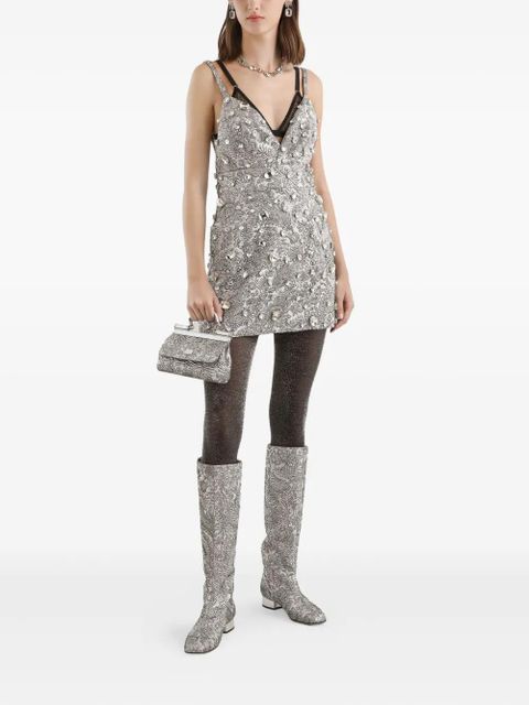 Dolce & Gabbana floral-jacquard mini dress - Silver - zdjęcie produktu nr 2
