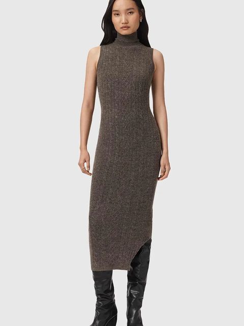 AllSaints sukienka i kardigan z dodatkiem wełny