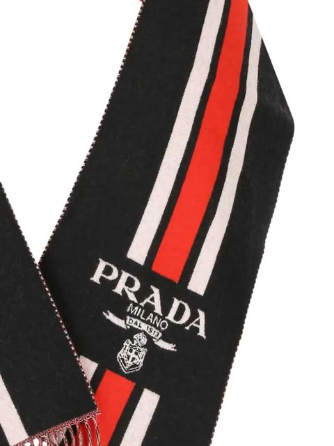 Prada striped logo scarf - Black - zdjęcie produktu nr 2