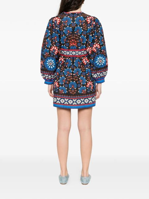 FARM Rio Latina Scarf V-neck mini dress - Black