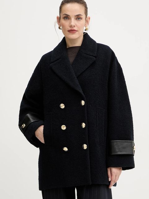 Pinko płaszcz z domieszką wełny kolor granatowy 105559 A2SH