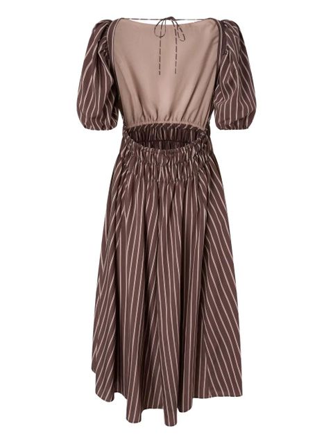PINKO striped-pattern puff-sleeve dress - Brown - zdjęcie produktu nr 2