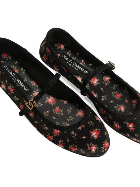 Dolce & Gabbana floral strap ballet flats - Black