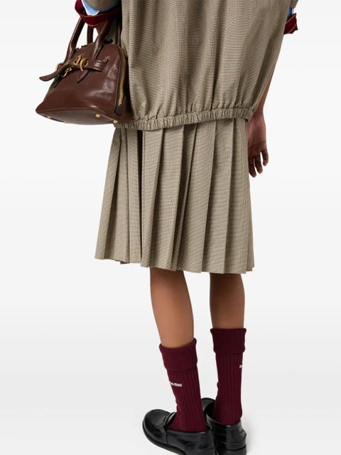 Miu Miu checked pleated midi skirt - Green