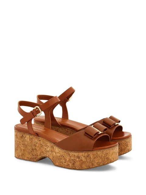 Ferragamo 70mm bow-detail platform sandals - Brown