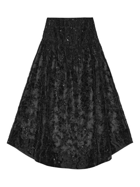 GANNI sequin-embellished floral skirt - Black - zdjęcie produktu nr 1