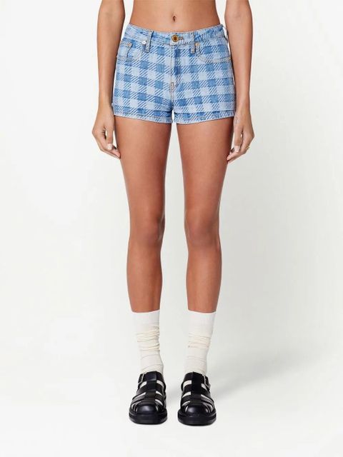 AMI Paris mini checkered denim shorts - Blue - zdjęcie produktu nr 2