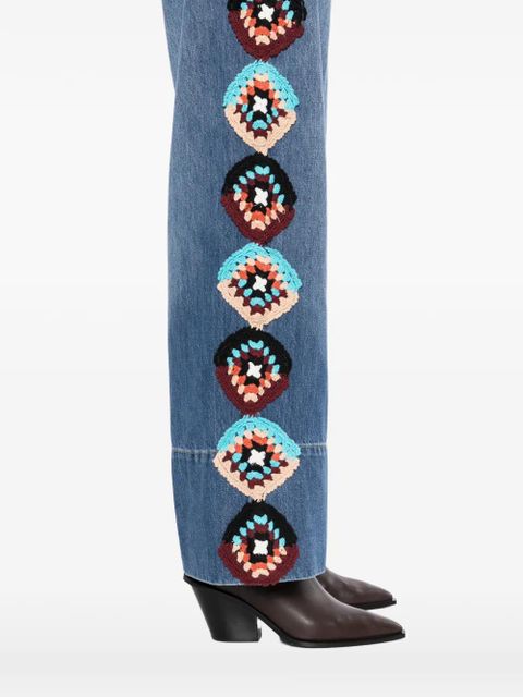 FARM Rio crochet-embellished jeans - Blue