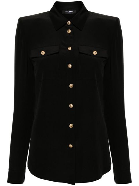 Balmain long-sleeve silk shirt - Black - zdjęcie produktu nr 1