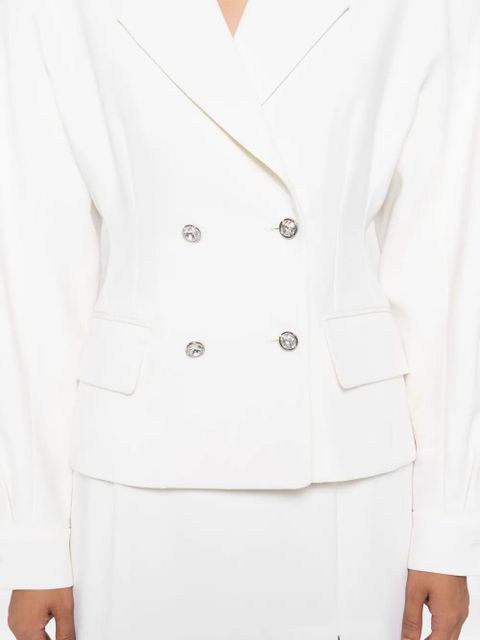 Alessandra Rich crystal-embellished double-breasted jacket - White