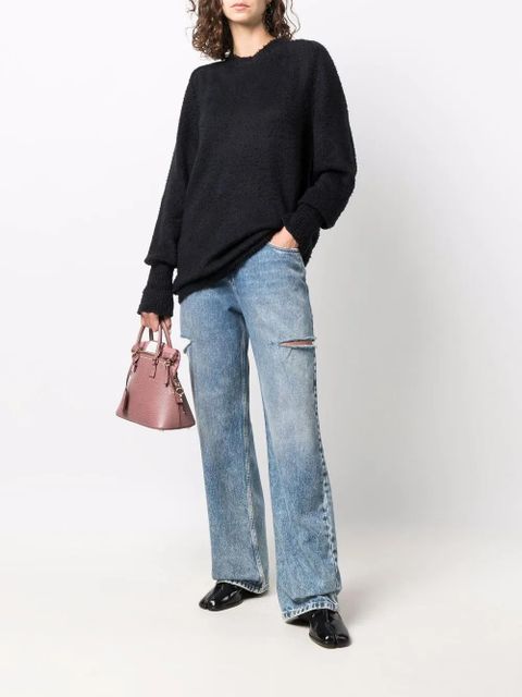 Maison Margiela brushed-finish crew neck jumper - Black - zdjęcie produktu nr 2