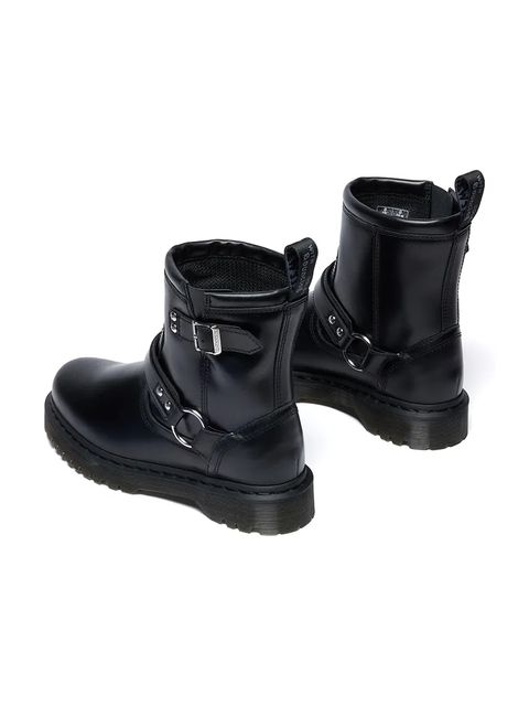 Dr. Martens botki skórzane Anistone Harness damskie kolor czarny na płaskim obcasie DM42583001 - zdjęcie produktu nr 2