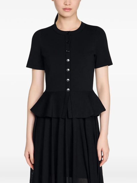 SANDRO button fitted knitted dress - Black