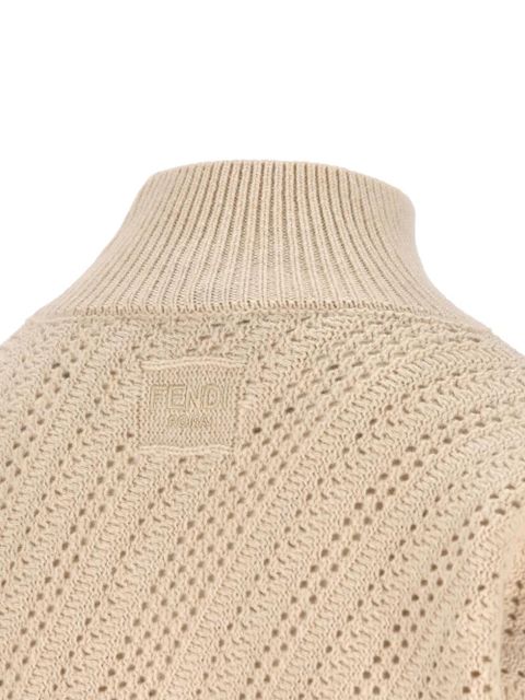 FENDI high-neck honeycomb-knit turtleneck - Neutrals