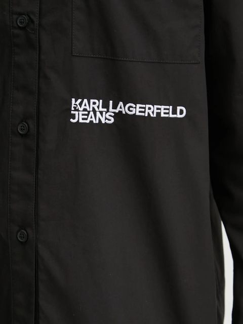 Karl Lagerfeld Jeans koszula bawełniana damska kolor czarny relaxed z kołnierzykiem klasycznym A1W11001