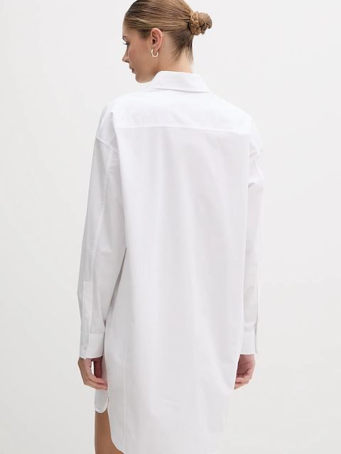 Calvin Klein Jeans sukienka bawełniana kolor biały mini oversize LV047C022G