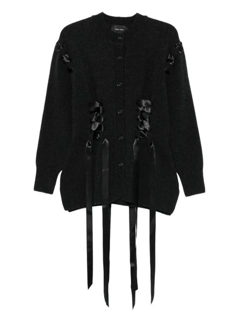 Simone Rocha ribbon-detail knitted cardigan - Grey - zdjęcie produktu nr 1