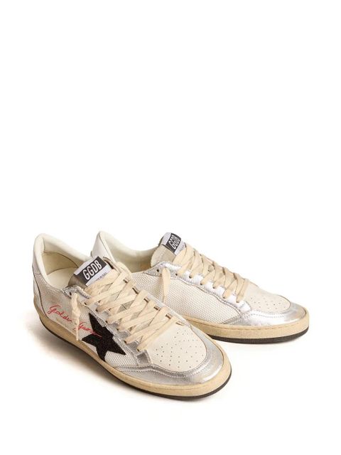 Golden Goose Ballstar metallic-panel leather sneakers - White