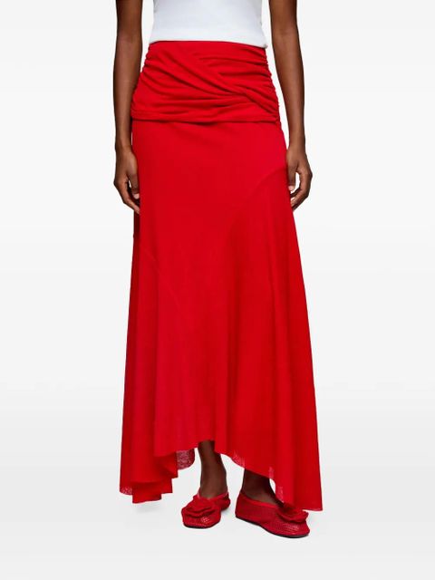 GANNI twist-detail maxi skirt - Red