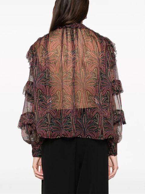 ETRO ruffled paisley-print silk blouse - Blue