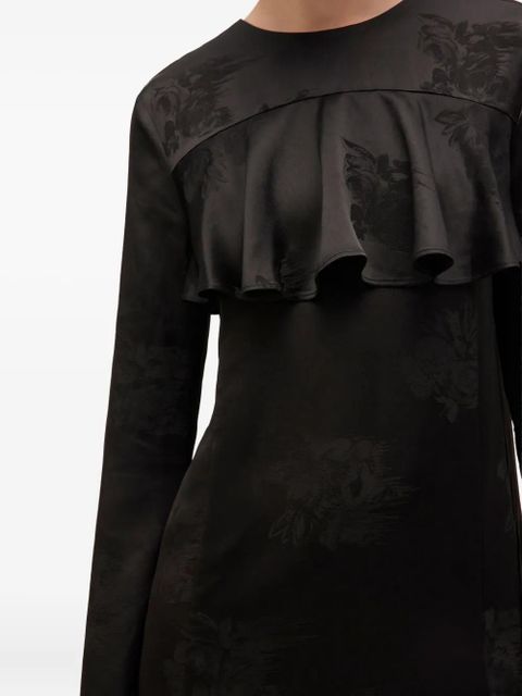 GANNI floral-print ruffled mini dress - Black