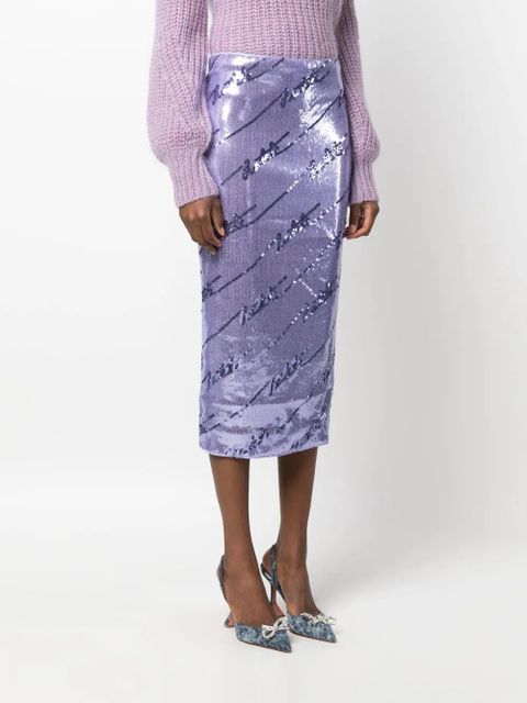 ROTATE BIRGER CHRISTENSEN sequinned midi skirt - Purple