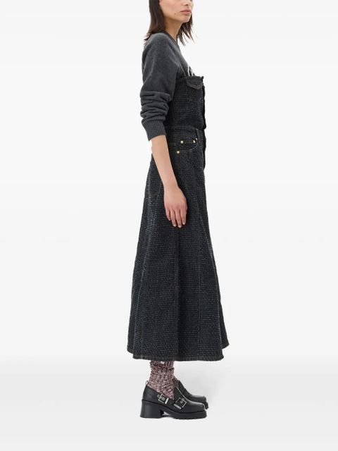 GANNI Fluffy denim midi dress - Black