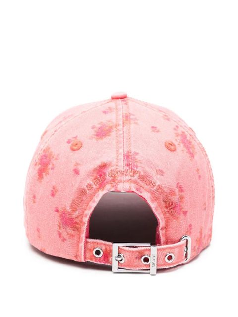 GANNI floral-print frayed baseball cap - Pink - zdjęcie produktu nr 2