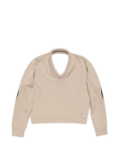 Acne Studios elbow-patch V-neck sweater - Neutrals - zdjęcie produktu nr 1