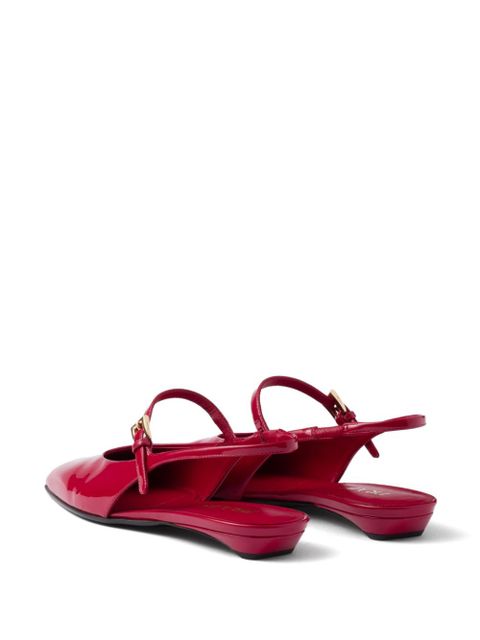 Prada leather slingback ballerina shoes - Red - zdjęcie produktu nr 2