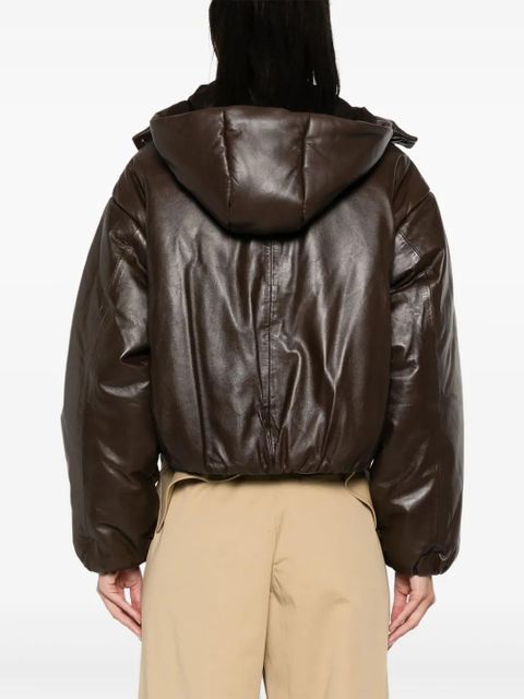 SANDRO leather puffer jacket - Brown