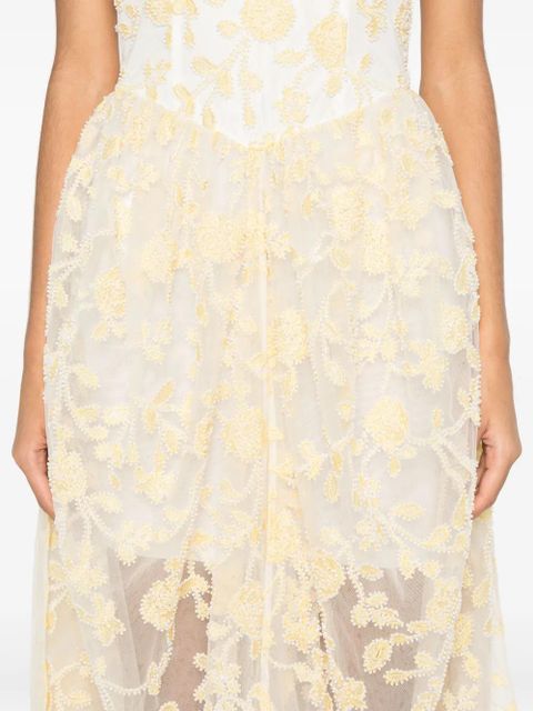 ROTATE BIRGER CHRISTENSEN floral-beaded midi dress - Yellow - zdjęcie produktu nr 2
