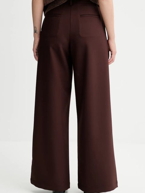 Sessun spodnie damskie kolor brązowy szerokie high waist 25107000